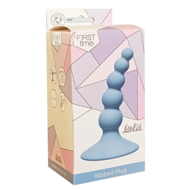 Анальная пробка Lola Games Ribbed Plug, 10.5 см (голубой)