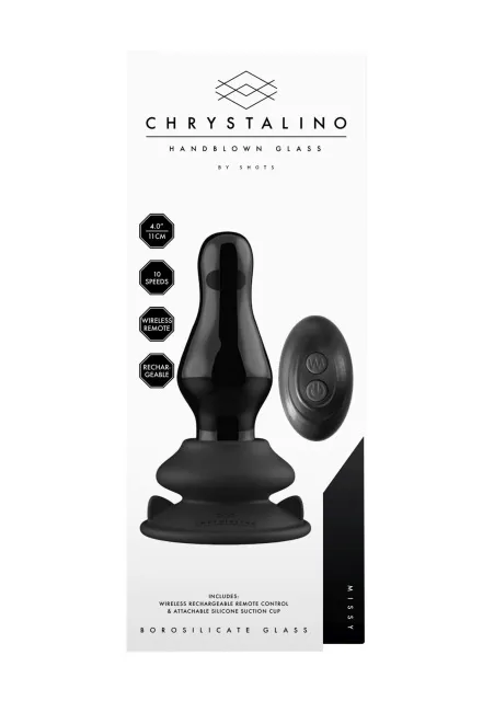 Chrystalino Missy - Szklany wibrator, Czarny, 11 cm