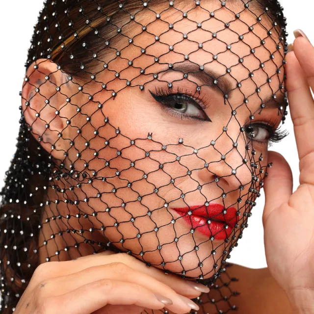Маска на очі Kinky Diva Starlet Face Mask Black/Rhinestones (чорний)
