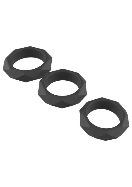Hidden Desire Heavy C-Ring Set - Zestaw pierścieni erekcyjnych, Czarny, 7 cm