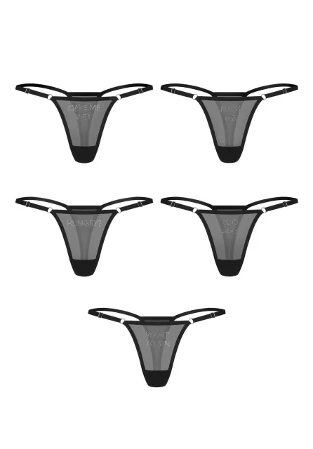 Набір стрінгів Obsessive Violami L/XL, 5 шт (чорний)