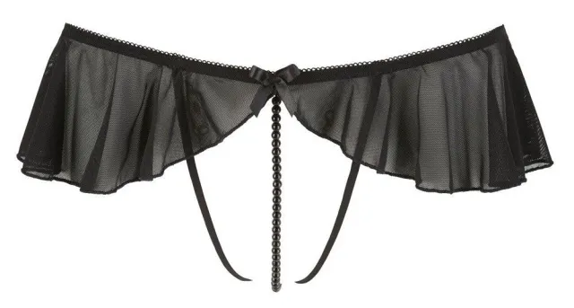 Стринги Cottelli Lingerie с рюшами и жемчугом, L (черный)