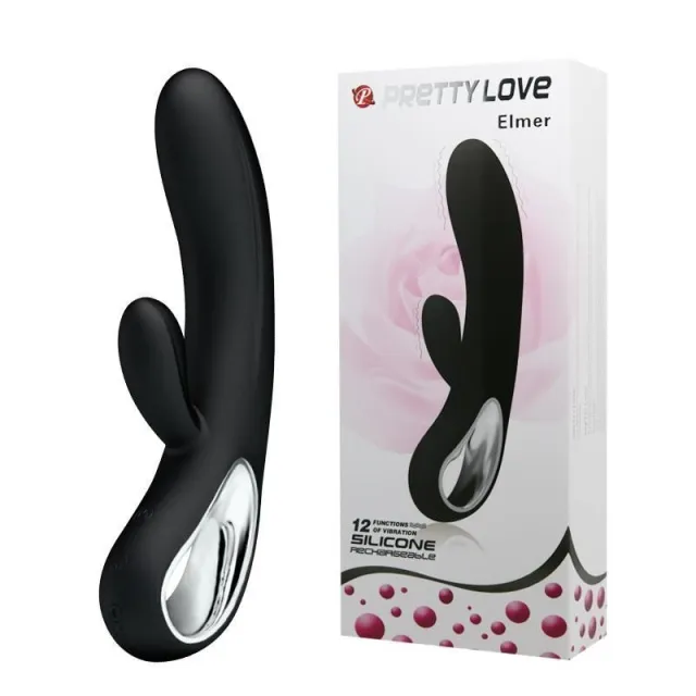 Вібратор кролик Pretty Love Elmer, 20 см (чорний)