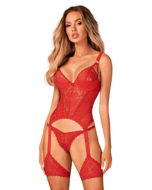 Корсет Obsessive Belovya, XL/2XL (красный)