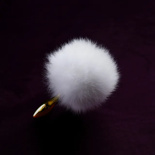 UPKO Rabbit Fur Bunny Tail - Korek analny, Biały, 10 cm