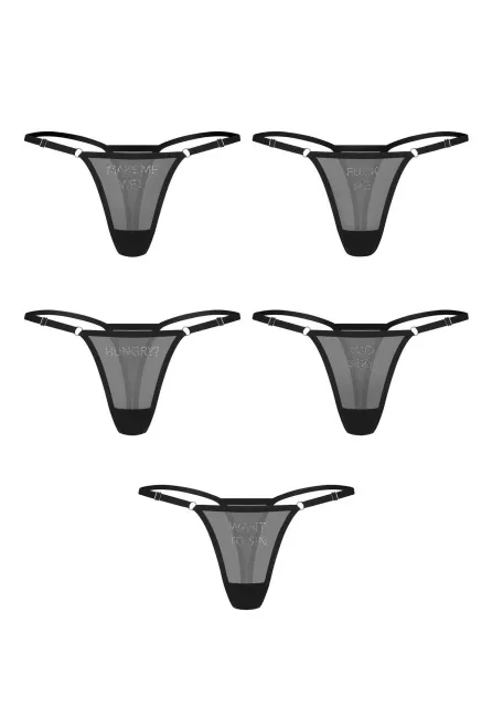 Набор стрингов Obsessive Violami L/XL, 5 шт (черный)