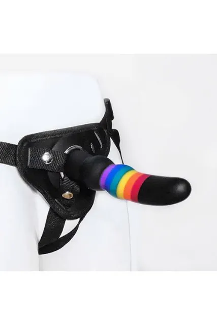 Страпон Dream Toys Colourful Love, 17 см (радужный/черный)