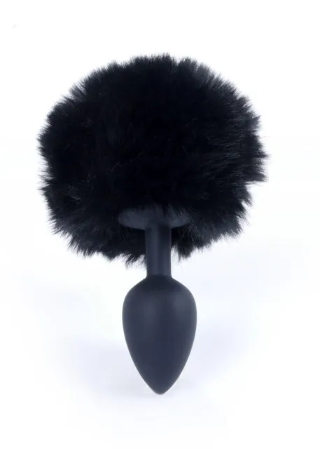 Анальна пробка Boss Jewellery Silicon Bunny Tail, 6,5 см (чорний)