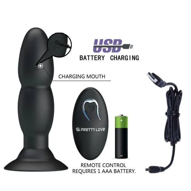 Анальная пробка Pretty Love RC Vibrating Butt Plug, 13,5 см (черный)