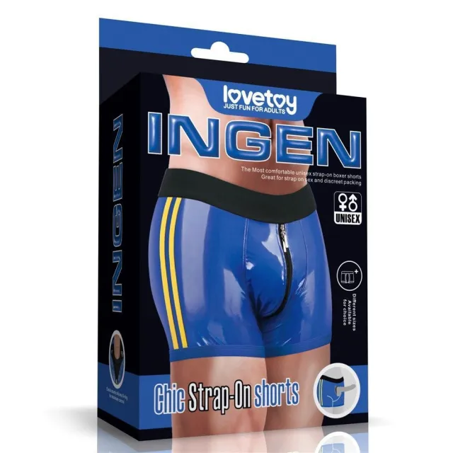 Трусики для страпона Lovetoy Chic Strap-On Shorts, 36-39 (синий)