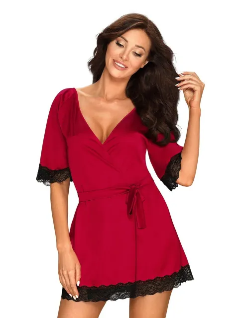 Пеньюар Obsessive Sensuelia, L/XL (красный)