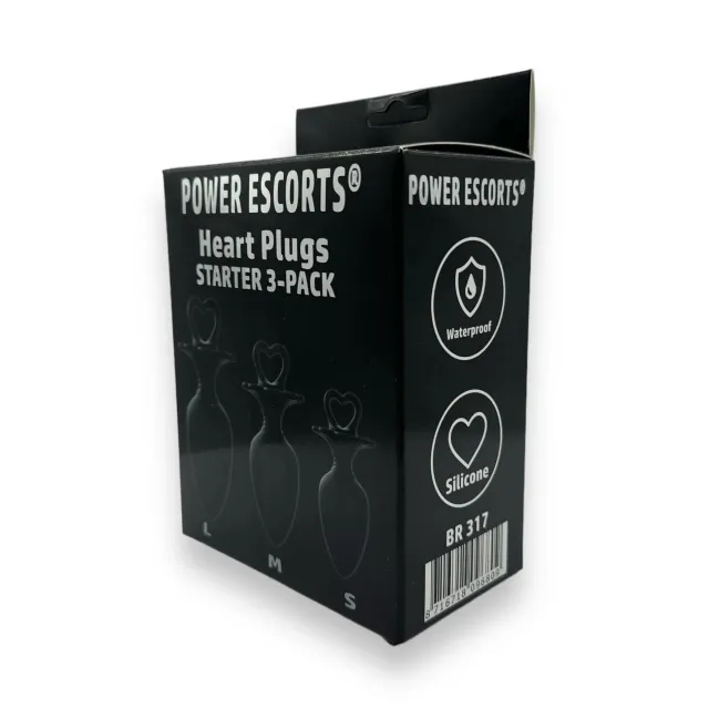 Набір анальних пробок Power Escorts Heart Plug Anal, 3 шт (чорний)