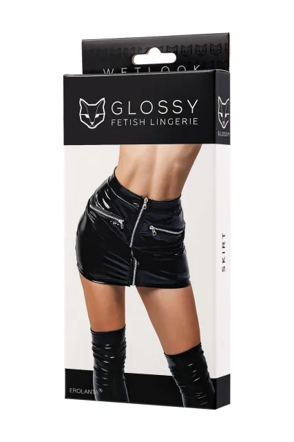 Спідниця Glossy Billie wetlook, S (чорний)
