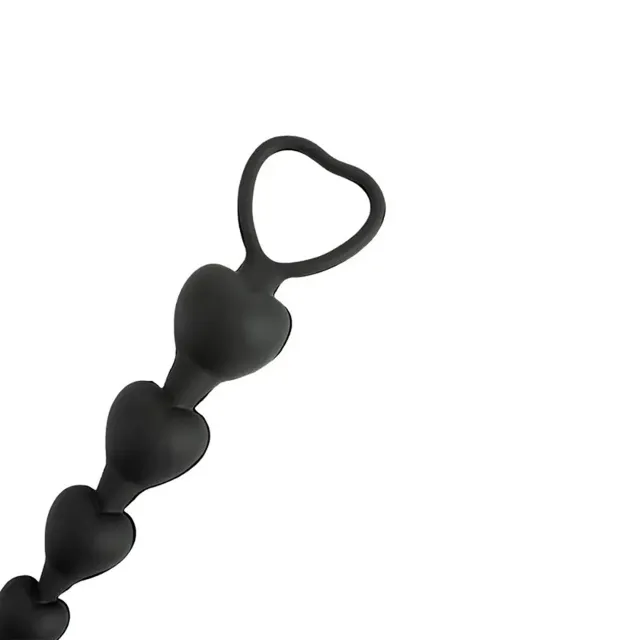 Анальная цепочка Fantasy Anal Beads Heart, 18 см (черный)