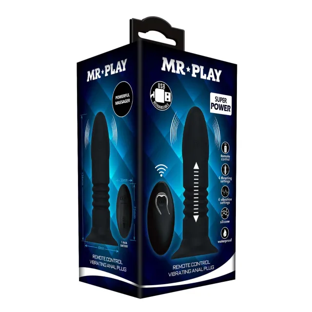 Анальная пробка Mr. Play Remote Control, 13.8 см (черный)