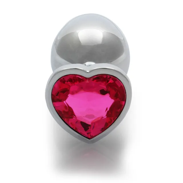 Ouch! Heart Gem Butt Plug - Korek analny, Srebro, 9.3 cm