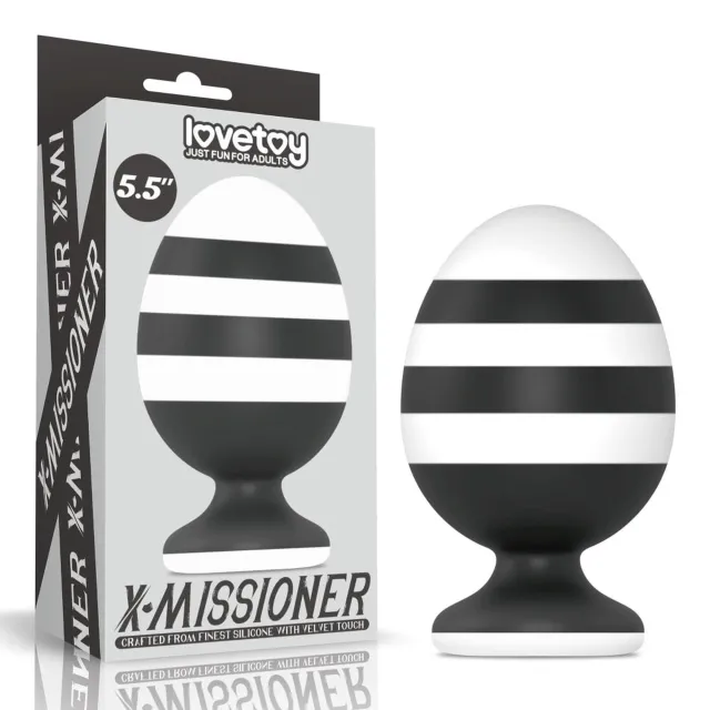 Анальная пробка LoveToy X-Missioner, 14 см (черно-белый)
