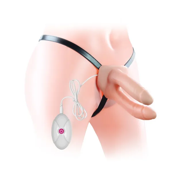 Страпон Unisex Hollow Strap On Vibrating, 13.5 см (телесный)