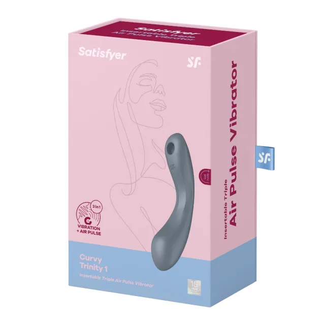 Вакуумный стимулятор клитора с вибрацией Satisfyer Curvy Trinity 1 (серый)