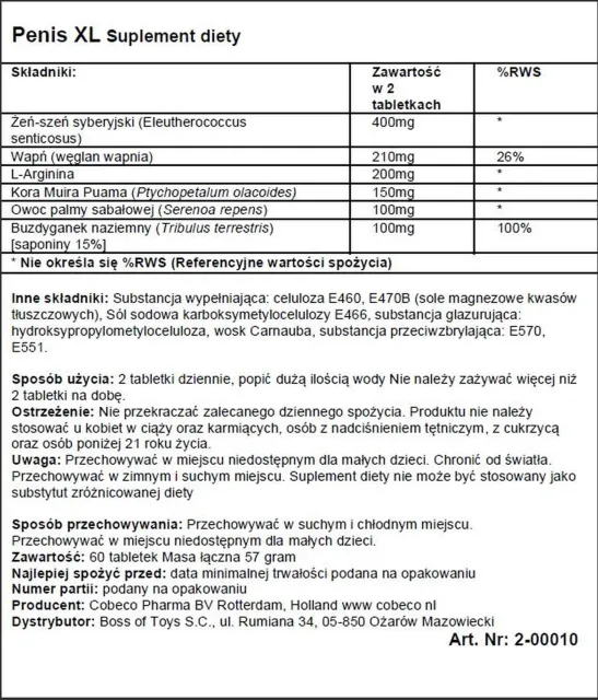 Таблетки для збільшення пеніса Cobeco Penis XL, 60 шт