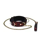 Нашийник з повідцем Liebe Seele Victorian Garden Lace and Vegan Collar With Leash (чорний з червоним)