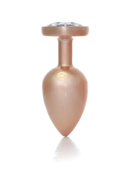 Анальна пробка с кристаллом Jewellery Pearl Gold Heart Plug S, 7 см (прозрачный)