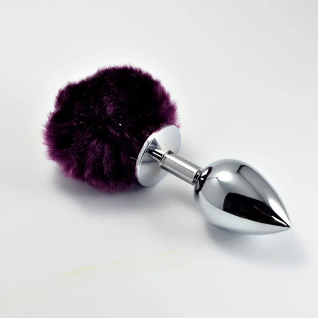 Анальна пробка Pompon Metal Plug Large, 14 см (фіолетовий)