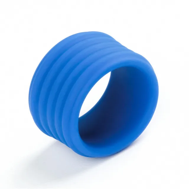 Lovetoy Pinnacle Pro Deep Rib Grip Ring - Pierścień erekcyjny, Niebieski, 4.5 cm