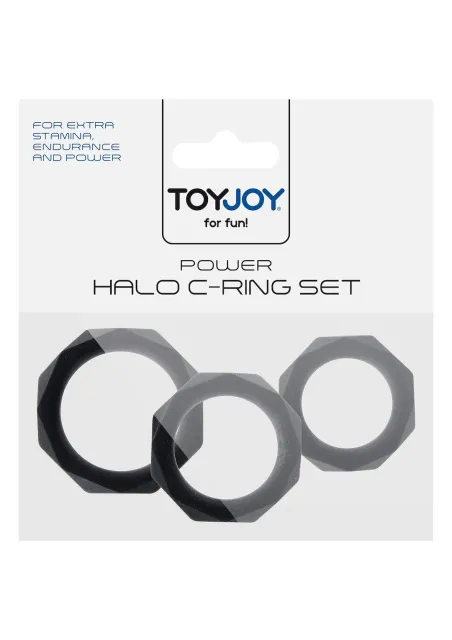 Набор эрекционных колец ToyJoy Power Halo C-Ring Set (черный)