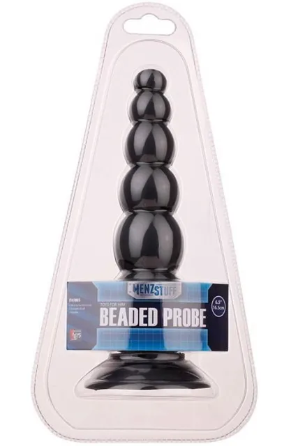 Dream Toys Beaded Probe - Korek analny, Czarny, 16.5 cm