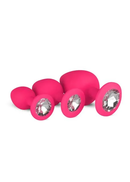 Набор анальных пробок EasyToys Plug-Diamond, 3 шт (розовый)