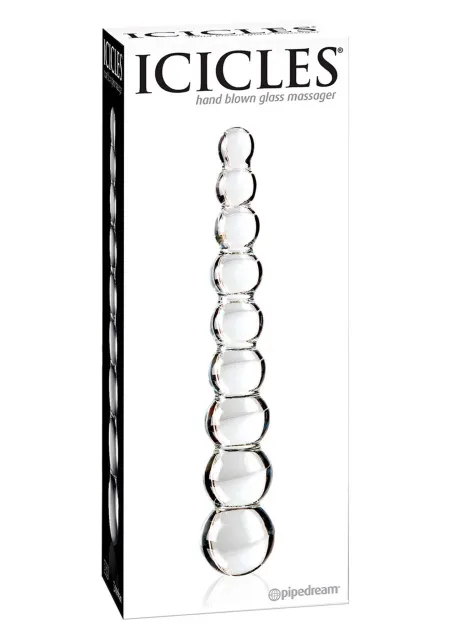 Стеклянное дилдо шариковое Icicles No.2, 21,5 см (прозрачный)