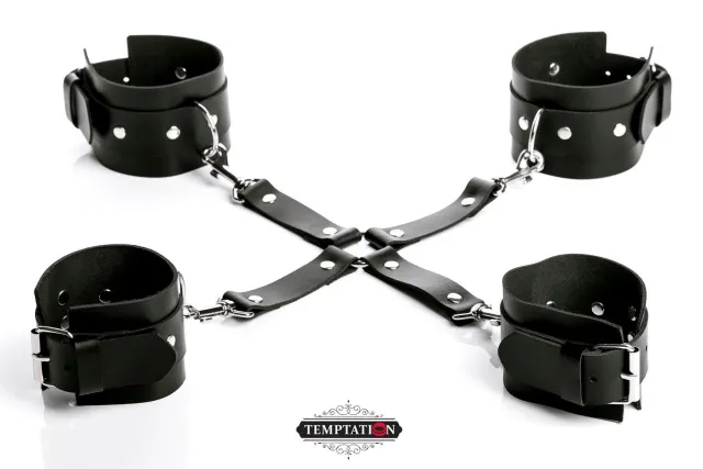 Фіксатор з наручниками Temptation (чорний)