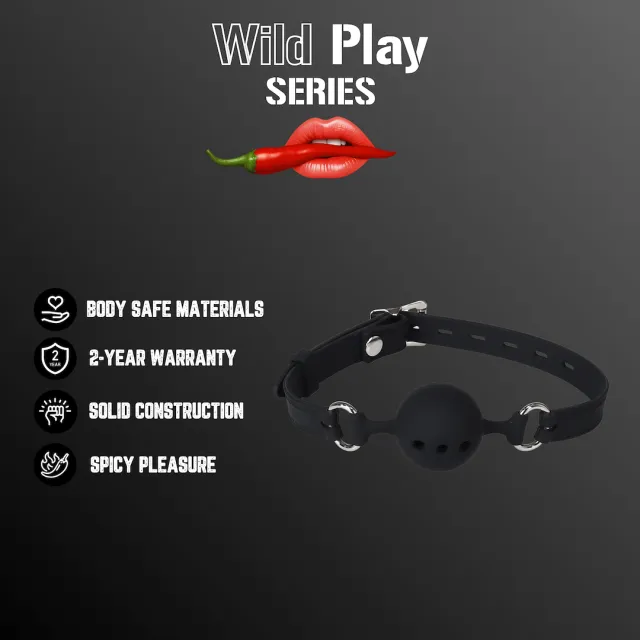 Кляп с силиконовым шариком Erospace Wild Play C14, 4 см (черный)