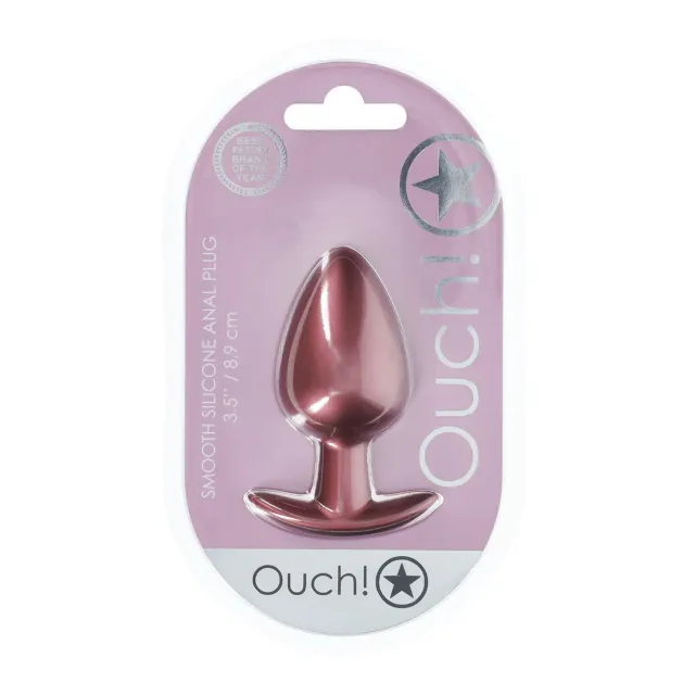 Анальная пробка Ouch! Smooth Anal Plug Metallic L, 8.9 см (розовое золото)