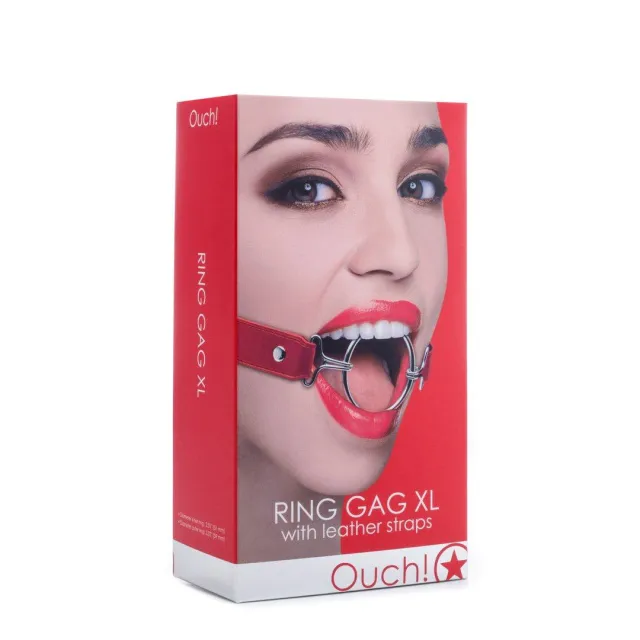 Ouch Ring Gag XL - Knebel z kulką, Czerwony, One size