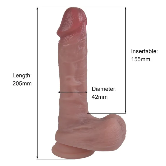 Фаллоимитатор Erospace Natural Play D2, 20,6 см (телесный)