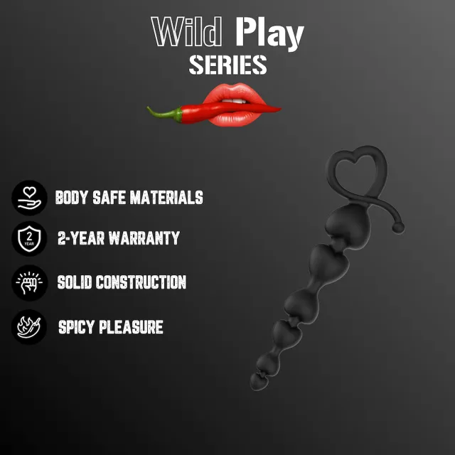 Анальная цепочка Erospace Wild Play C2, 18,3 см (черный)