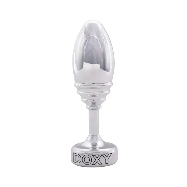 Анальная пробка Doxy Ribbed Butt Plug, 11 см (серебристый)