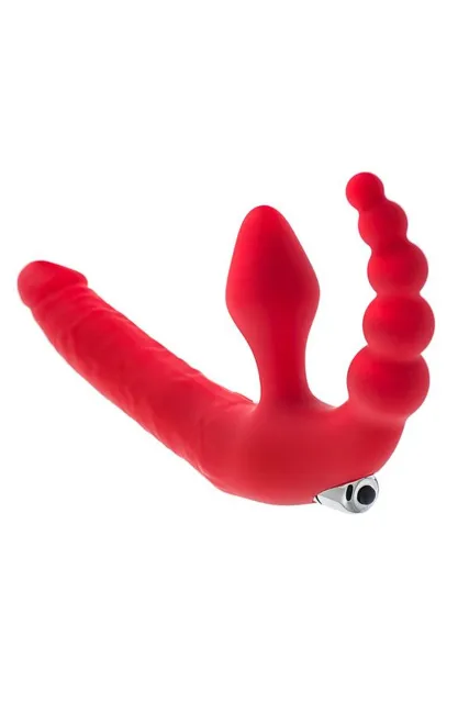 Безремневой страпон Toyfa Black&Red с виброяйцом, 35 см (красный)