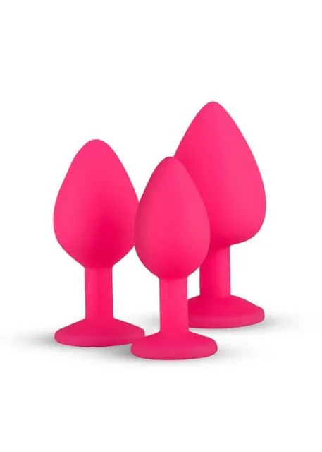 Набор анальных пробок EasyToys Plug-Diamond, 3 шт (розовый)