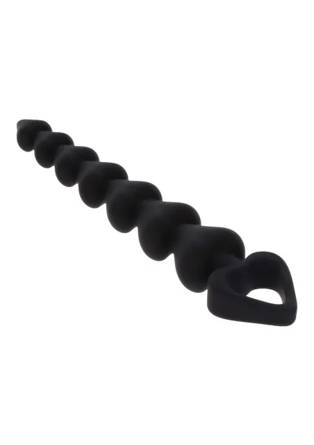 TOYJOY Heart Beads - Łańcuszek analny, Czarny, 18 cm