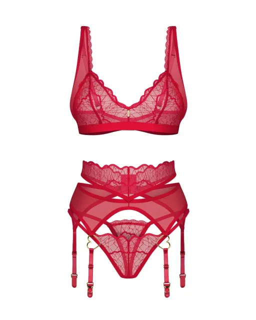Комплект белья Obsessive Cupide Desir, 2XL/3XL (красный)