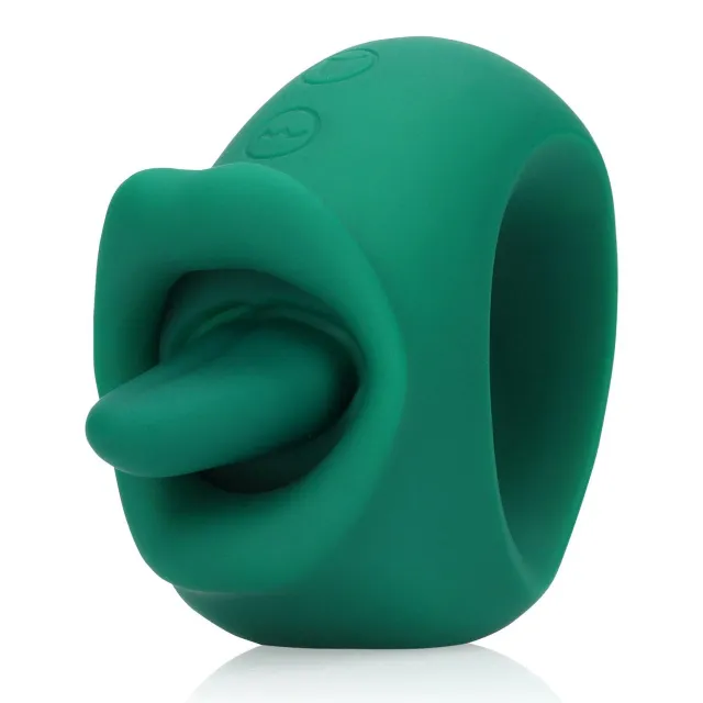 Loveline Licking and Vibrating Clitoral Stimulator - Wibrator łechtaczkowy, Zielony, 8.5 cm