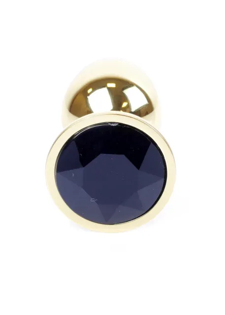 Металлическая анальная пробка с кристаллом Boss Jewellery Gold Plug, 7 см (черный)