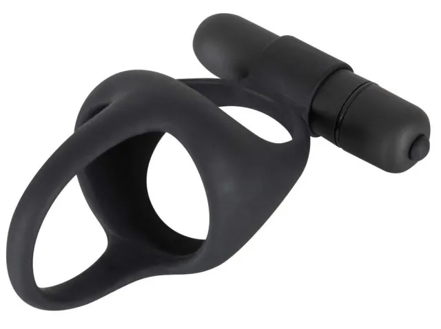 Black Velvets Cock & Ball Ring - Pierścień wibracyjny, Czarny, 7 cm
