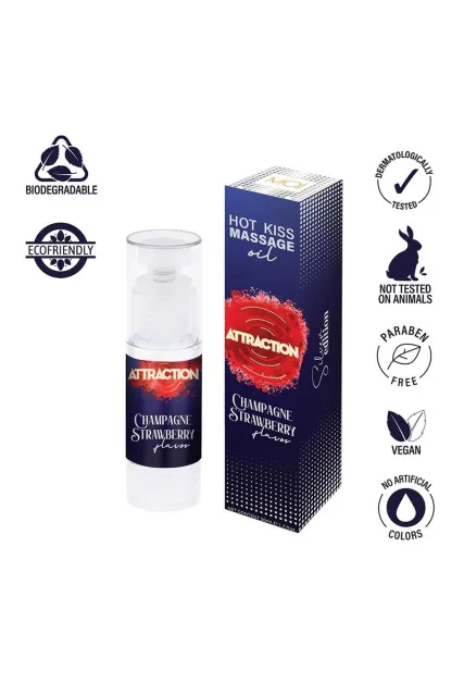 Оральный лубрикант с феромономи Attraction Champagne Strawberry, 50 мл