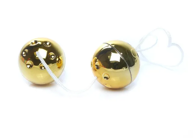 B - Series EasyLove Duo-Balls Gold - Kulki gejszy, Złoto, 21 cm