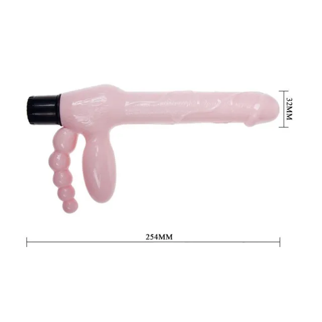 Женский страпон LyBaile Super Straples Dildo With Anal Plug, 24,8 см (телесный)