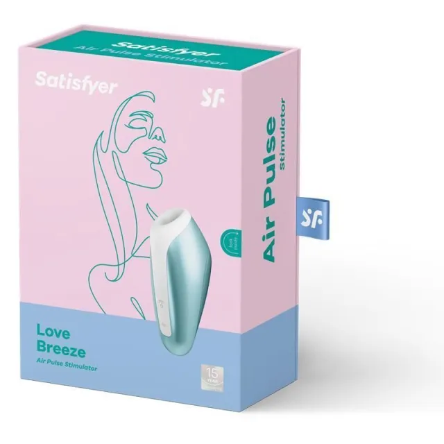 Вакуумный стимулятор клитора с вибрацией Satisfyer Love Breeze (голубой)